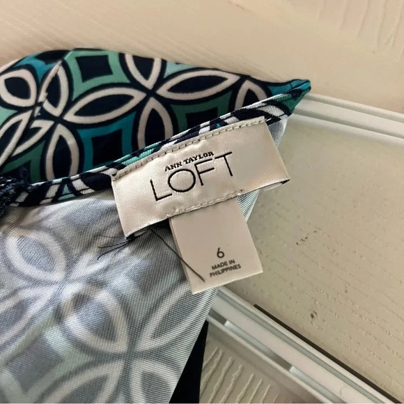 Ann Taylor LOFT Women Shift Dress 6 Blue Beads Preppy Casual Mandala Work Modest - Picture 9 of 17